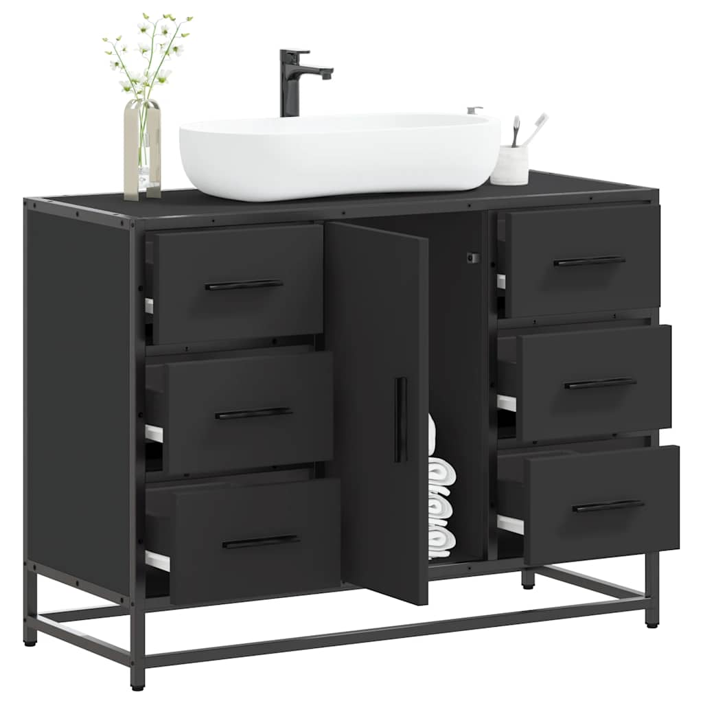 vidaXL Armario de lavabo de baño madera ingeniería negro 80x33x60 cm