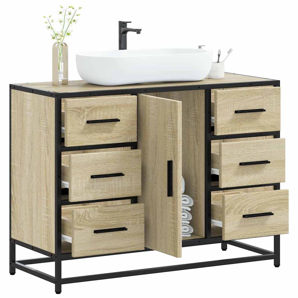 vidaXL Armario lavabo baño madera ingeniería roble Sonoma 80x33x60 cm