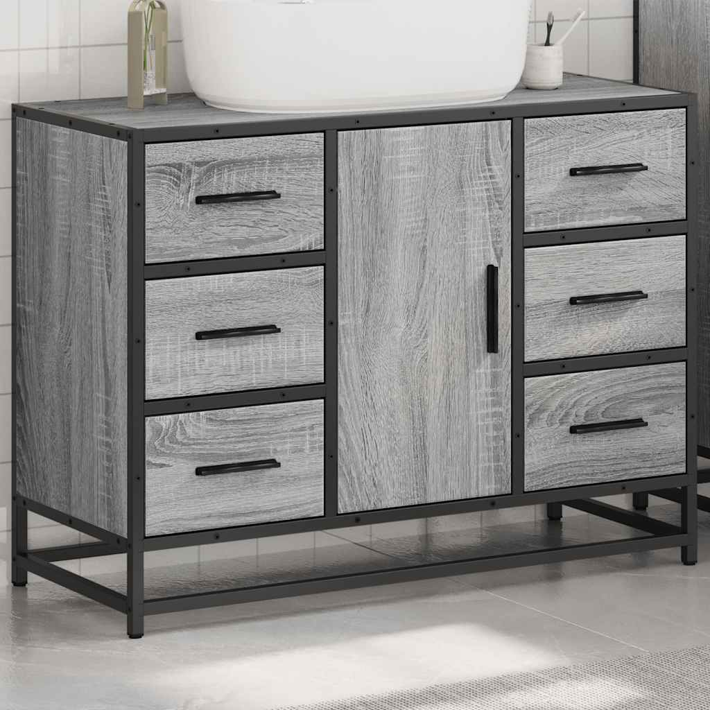 vidaXL Armario lavabo baño madera ingeniería gris Sonoma 80x33x60 cm