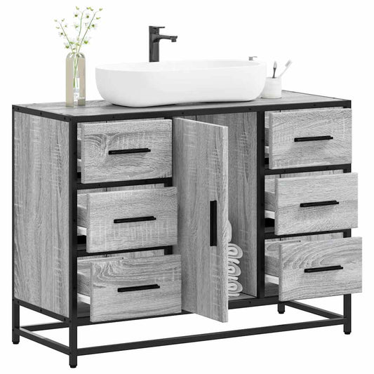 vidaXL Armario lavabo baño madera ingeniería gris Sonoma 80x33x60 cm