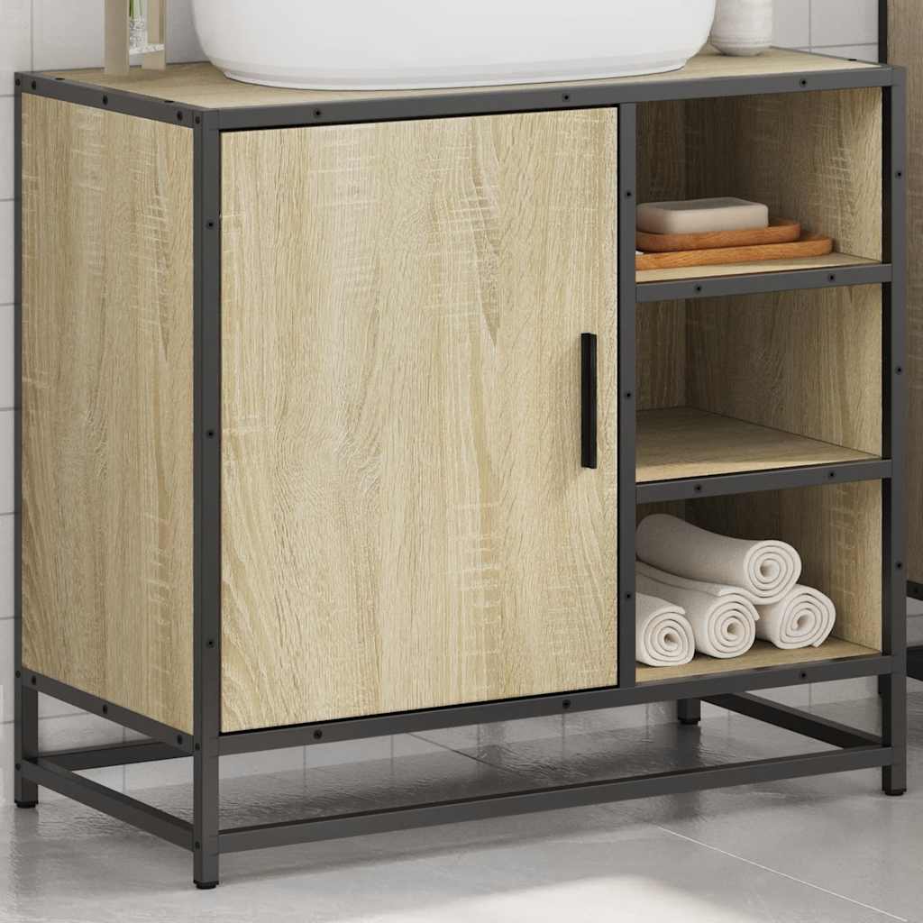 vidaXL Armario de lavabo de baño madera roble Sonoma 65x33x60 cm