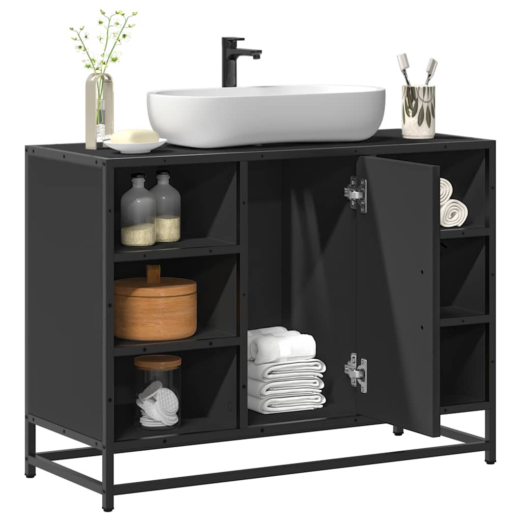 vidaXL Armario de lavabo de baño madera ingeniería negro 80x33x60 cm