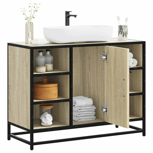 vidaXL Armario lavabo baño madera ingeniería roble Sonoma 80x33x60 cm