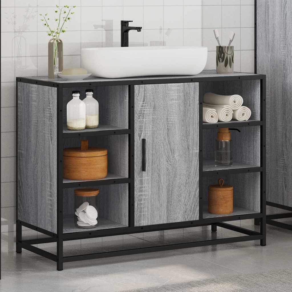 vidaXL Armario lavabo baño madera ingeniería gris Sonoma 80x33x60 cm