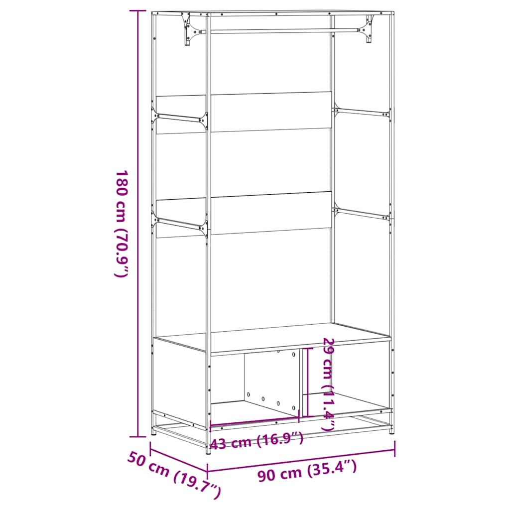 vidaXL Armario de madera de ingeniería negra 90x50x180 cm