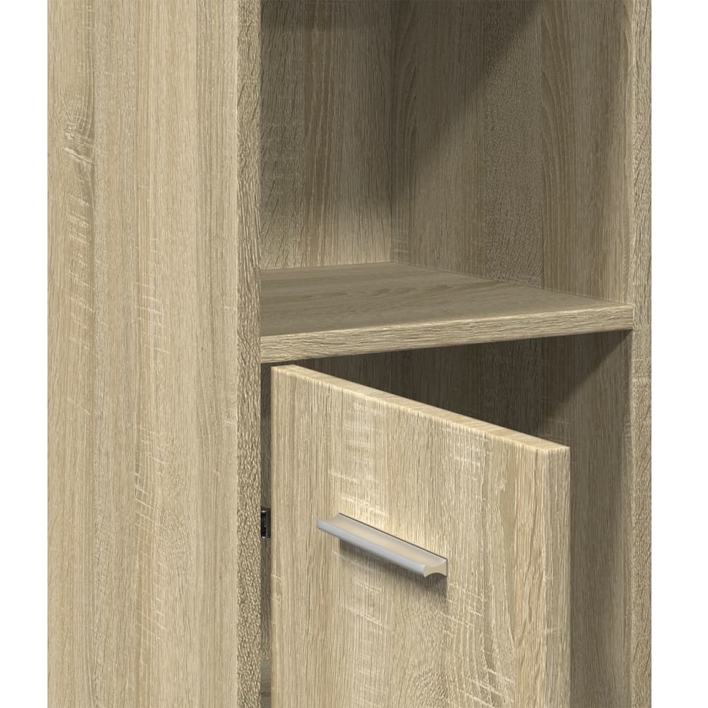 vidaXL Armario de baño madera contrachapada color roble 30x30x183,5 cm