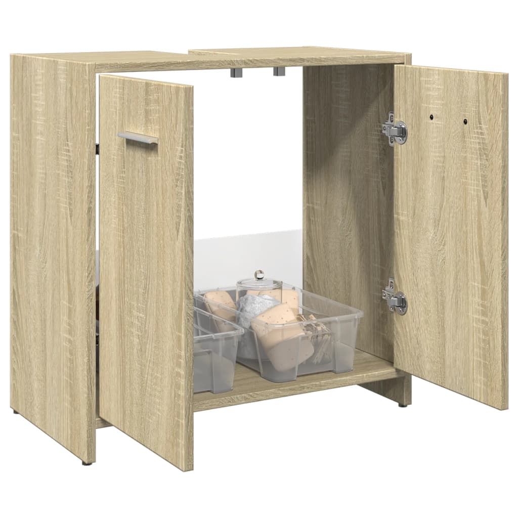 vidaXL Armario lavabo baño madera ingeniería roble Sonoma 60x33x60 cm