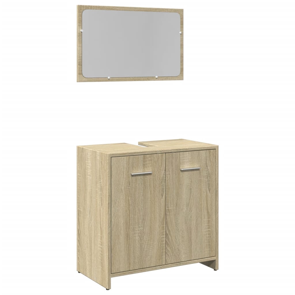 vidaXL Set de muebles de baño 2 pzas madera contrachapada roble Sonoma