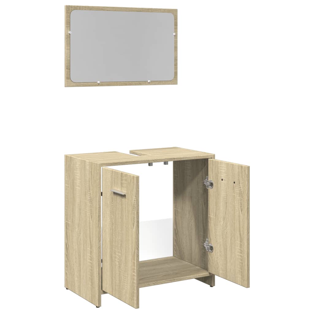 vidaXL Set de muebles de baño 2 pzas madera contrachapada roble Sonoma