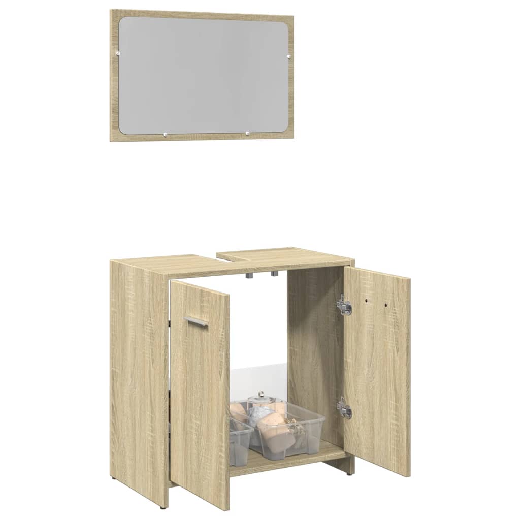 vidaXL Set de muebles de baño 2 pzas madera contrachapada roble Sonoma