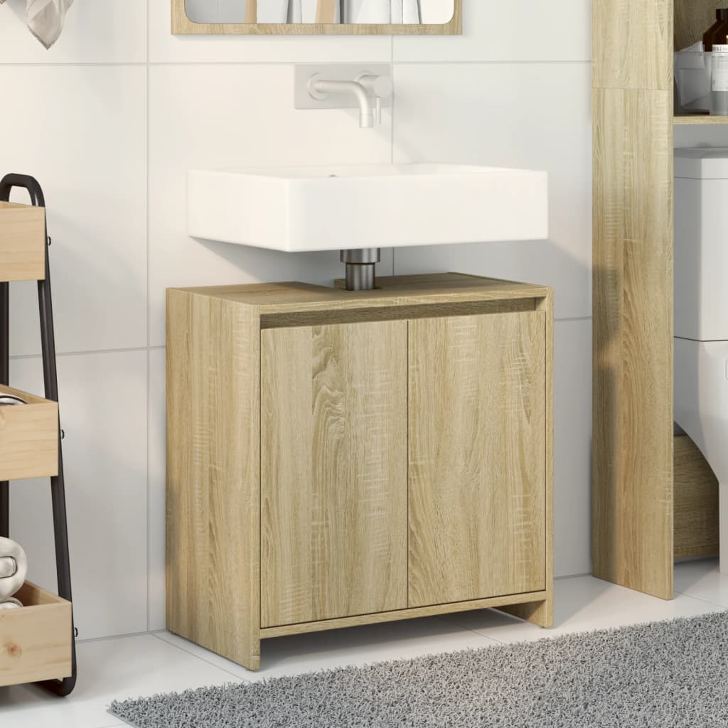 vidaXL Armario lavabo baño madera ingeniería roble Sonoma 60x33x60 cm