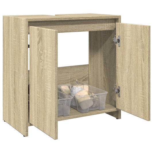 vidaXL Armario lavabo baño madera ingeniería roble Sonoma 60x33x60 cm