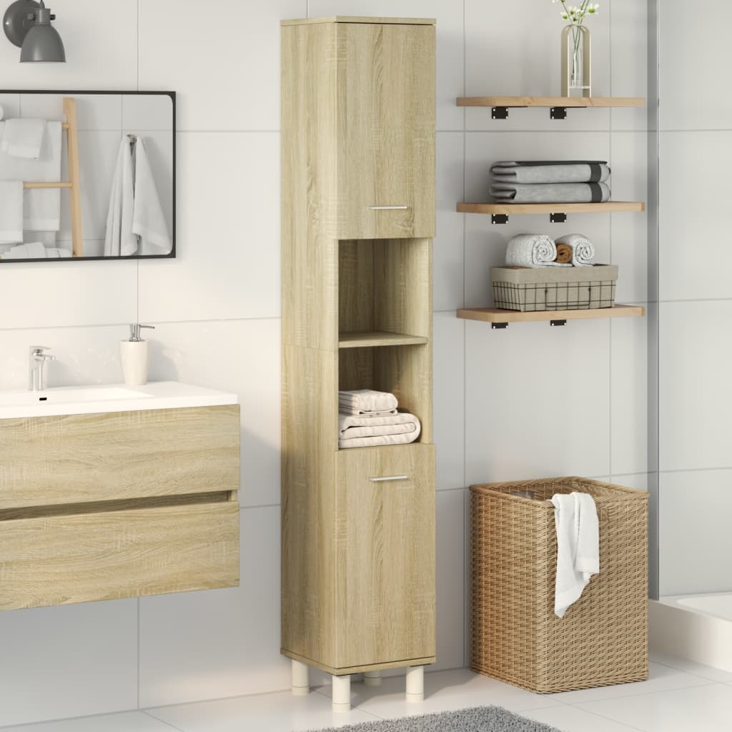 vidaXL Armario de baño madera ingeniería roble Sonoma 30,5x30x179 cm