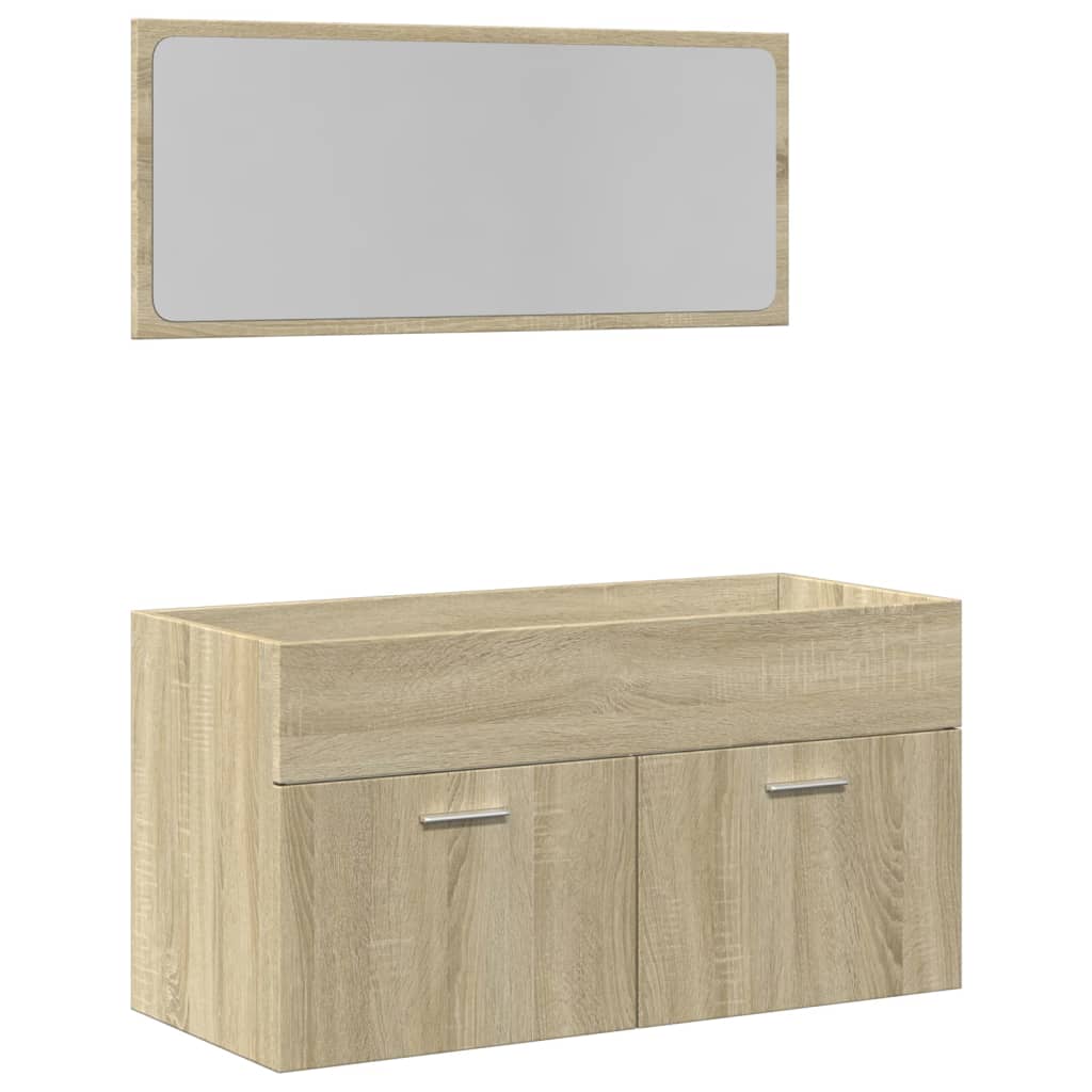 vidaXL Set de muebles de baño 2 pzas madera contrachapada roble Sonoma