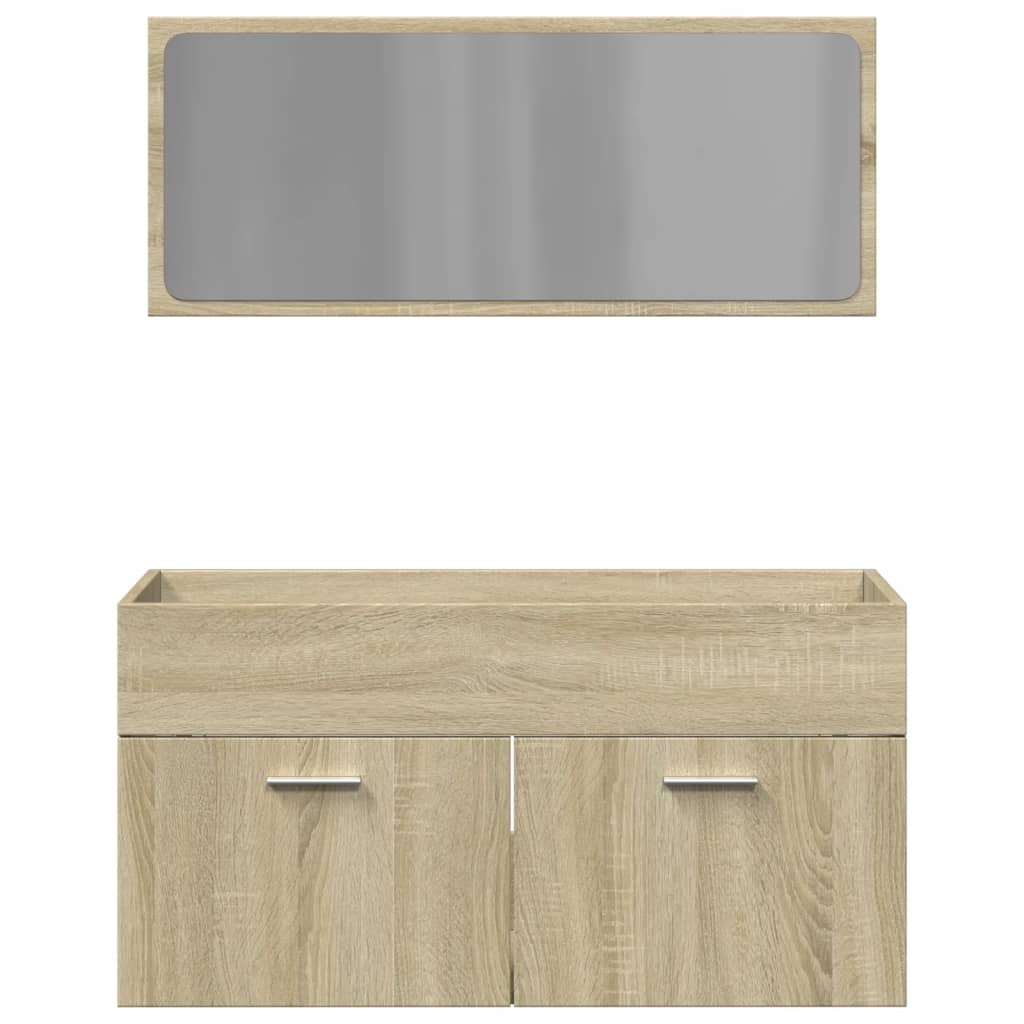 vidaXL Set de muebles de baño 2 pzas madera contrachapada roble Sonoma