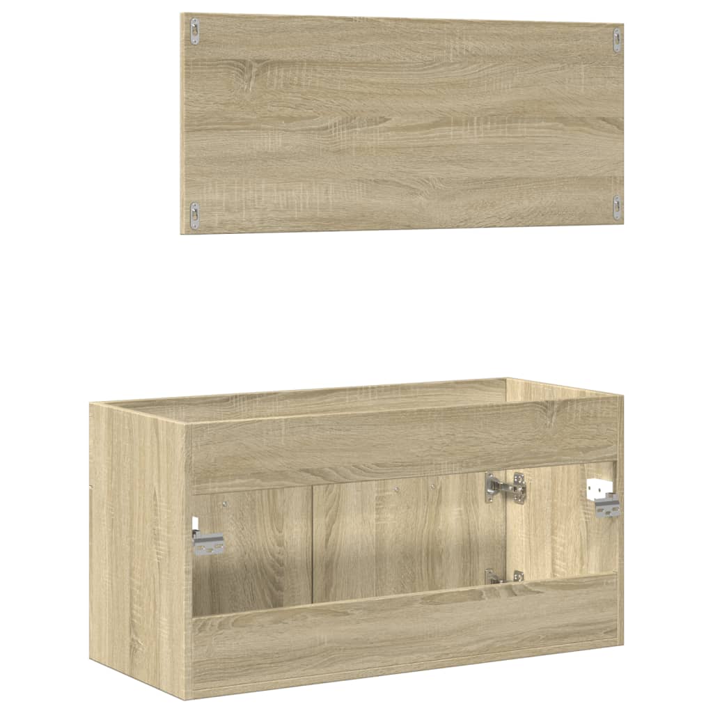 vidaXL Set de muebles de baño 2 pzas madera contrachapada roble Sonoma