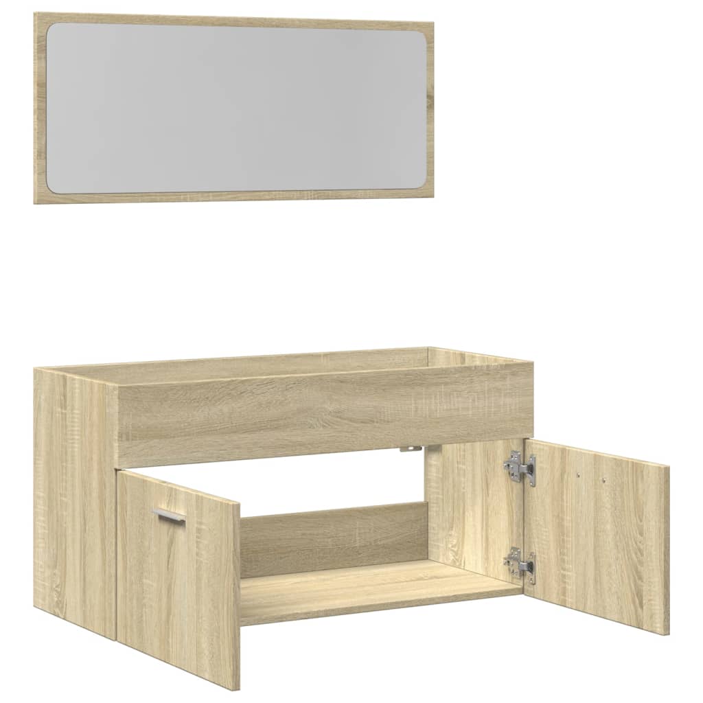 vidaXL Set de muebles de baño 2 pzas madera contrachapada roble Sonoma