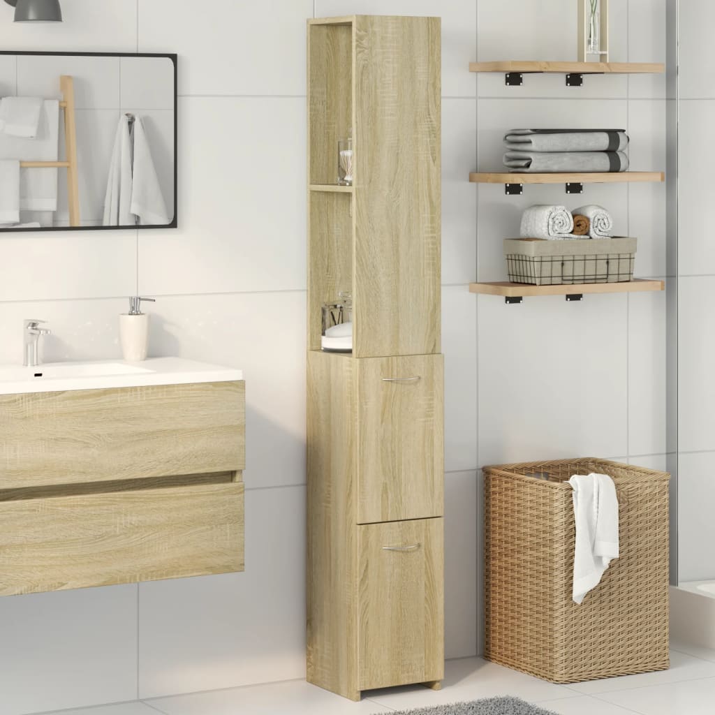 vidaXL Armario de baño madera contrachapada roble Sonoma 25x26,5x170cm