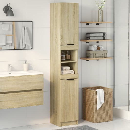 vidaXL Armario de baño madera ingeniería roble Sonoma 32x34x188,5 cm