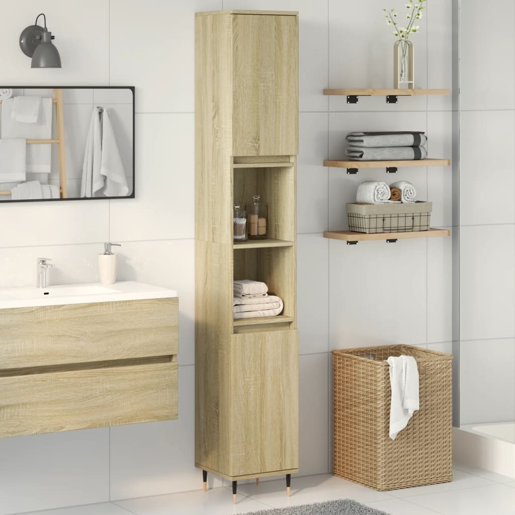 vidaXL Armario de baño madera contrachapada roble Sonoma 30x30x190 cm