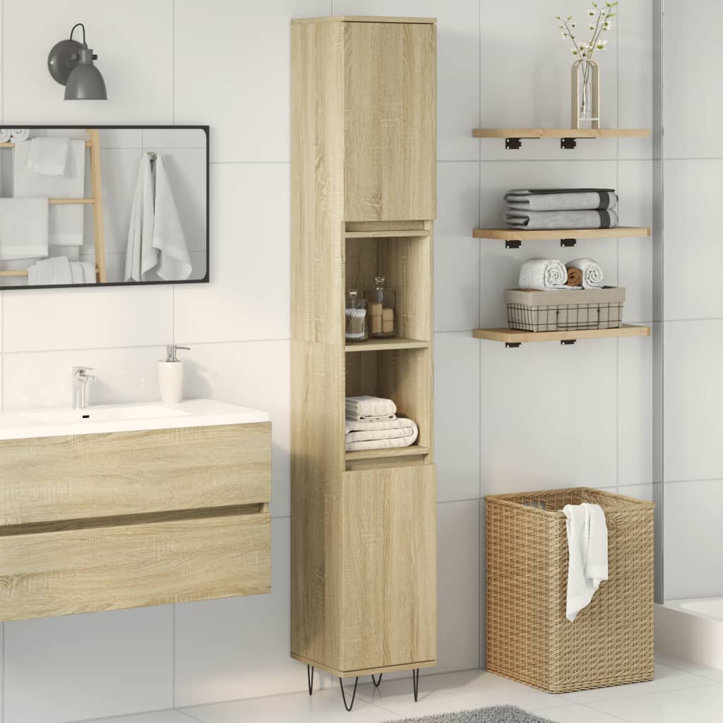 vidaXL Armario de baño madera contrachapada roble Sonoma 30x30x190 cm