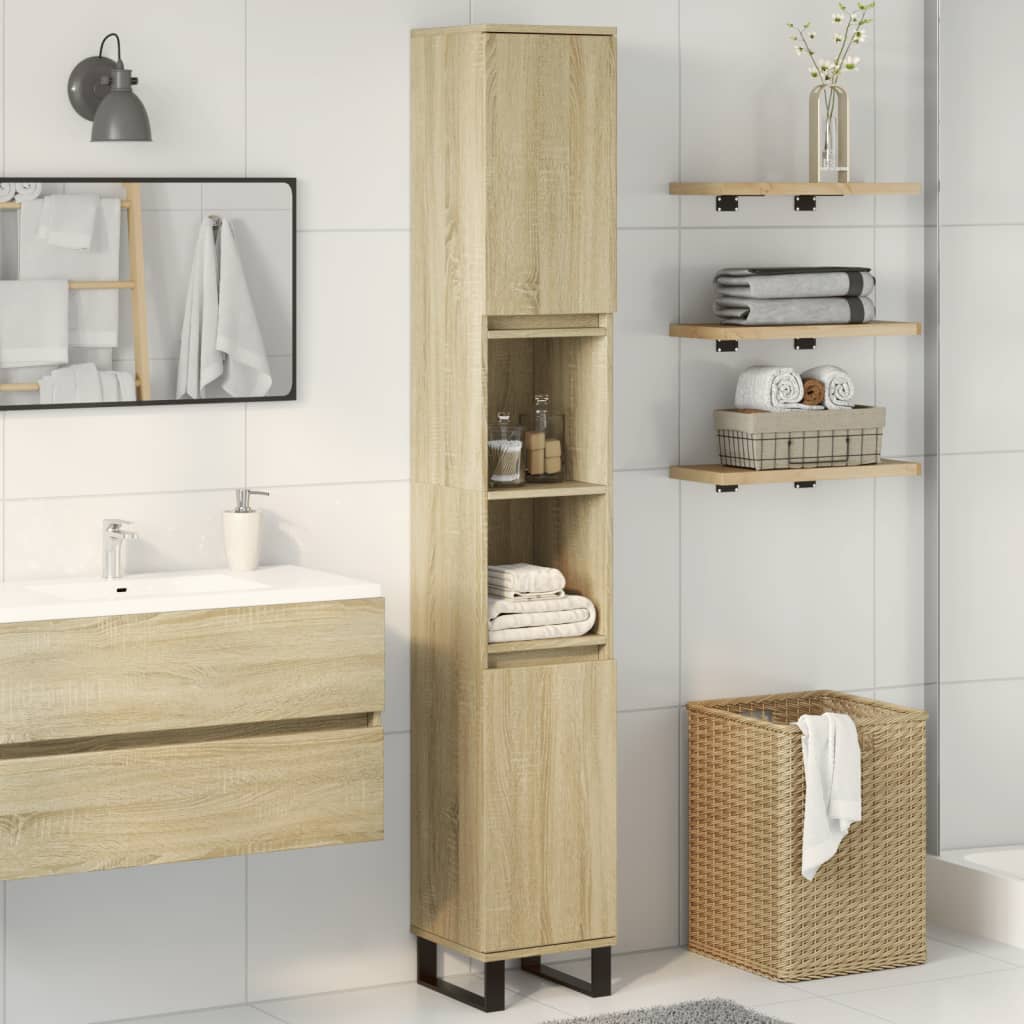 vidaXL Armario de baño madera contrachapada roble Sonoma 30x30x190 cm