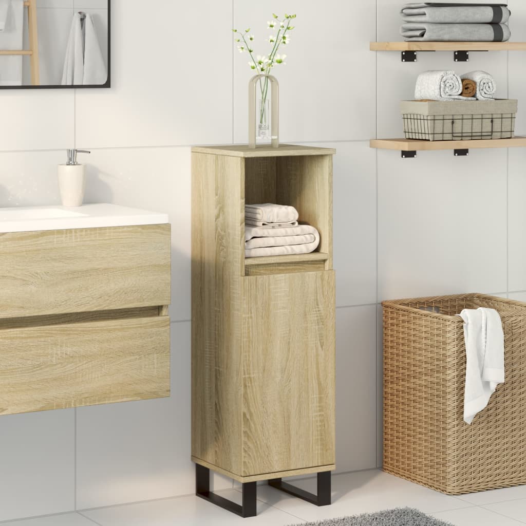 vidaXL Armario de baño madera contrachapada roble Sonoma 30x30x100 cm