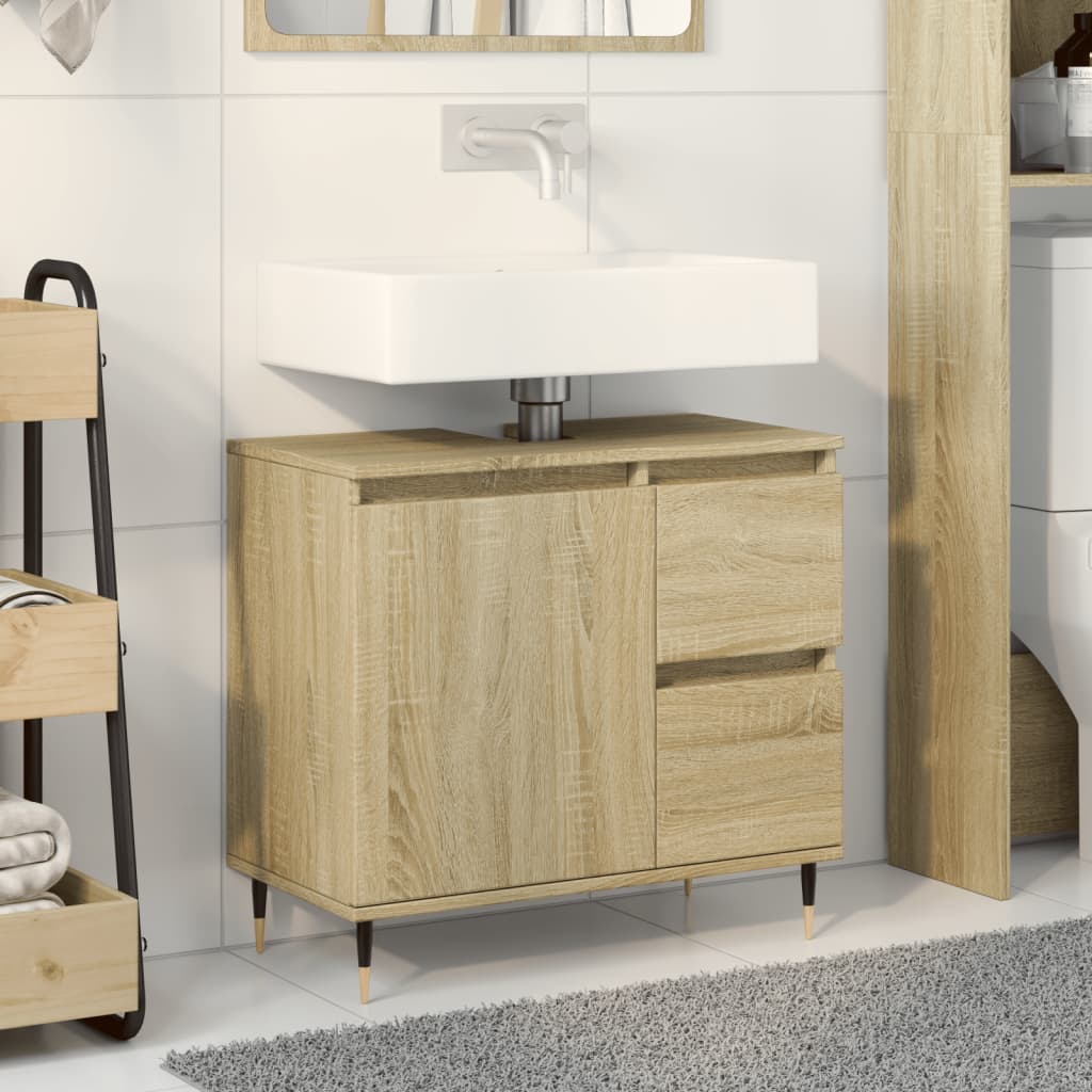 vidaXL Armario de lavabo de baño madera roble Sonoma 65x33x60 cm