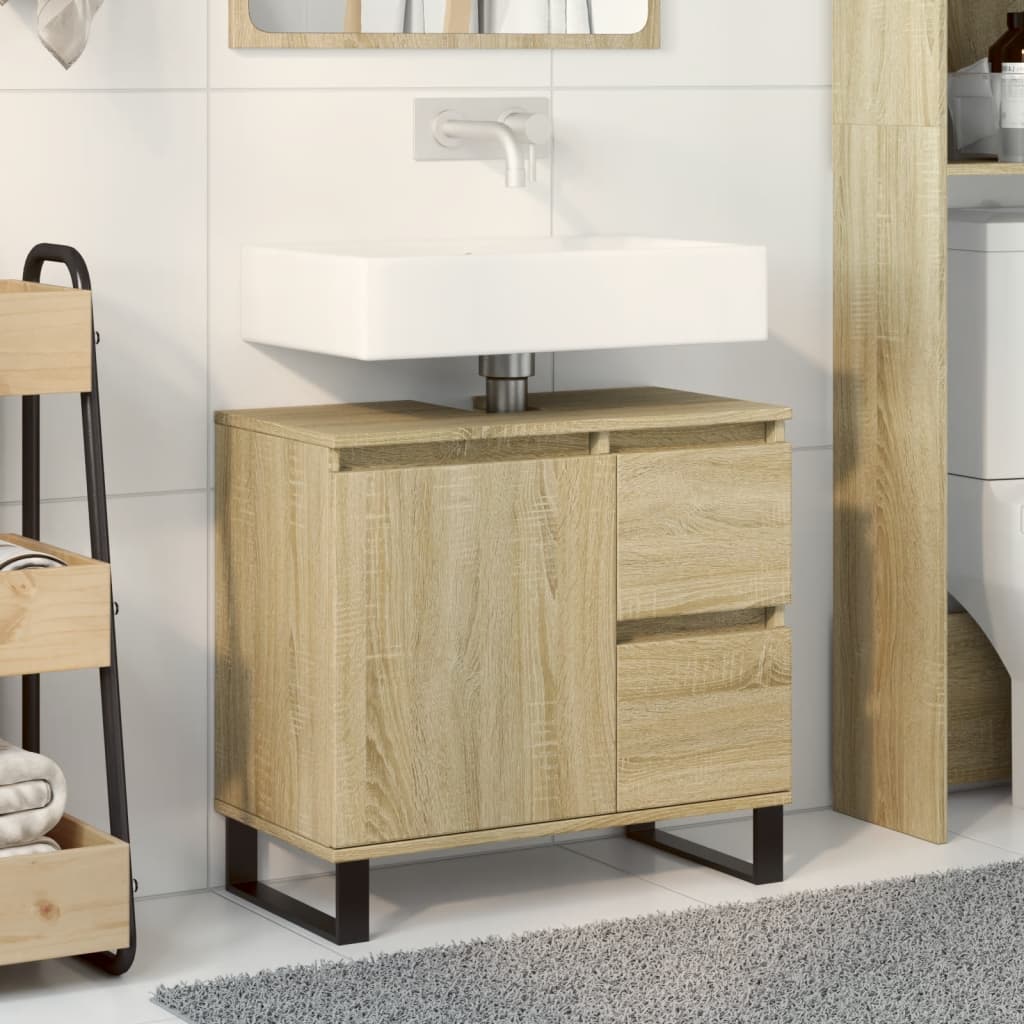 vidaXL Armario de baño madera contrachapada roble Sonoma 65x33x60 cm