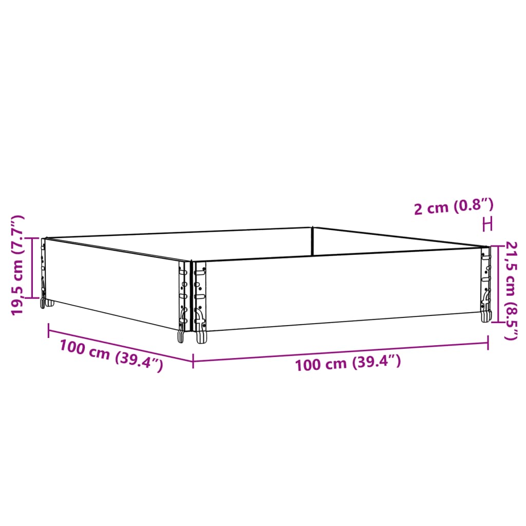 vidaXL Jardinera de madera maciza de pino 100x100 cm