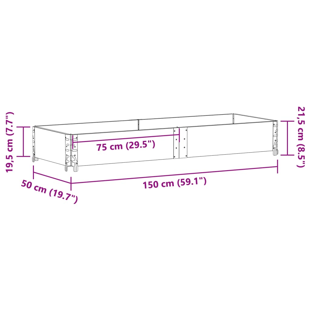 vidaXL Jardinera de madera maciza de pino negro 150x50 cm