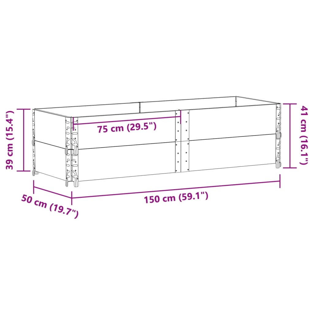 vidaXL Jardinera de madera maciza de pino negro 150x50 cm