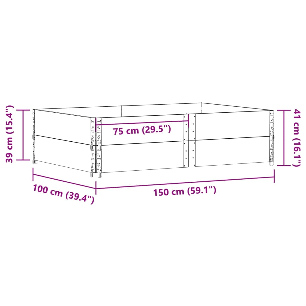 vidaXL Jardinera de madera maciza de pino marrón 150x100 cm