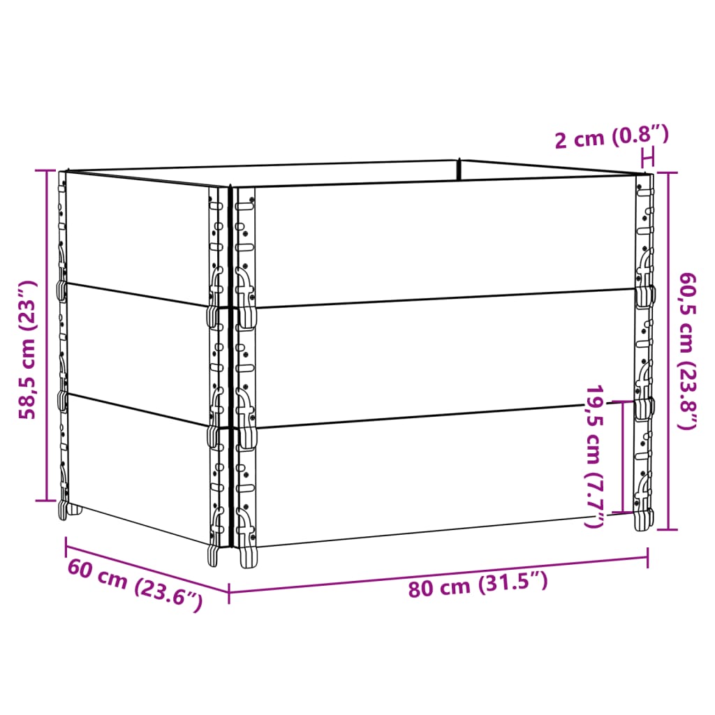 vidaXL Jardinera de madera maciza de pino 80x60 cm