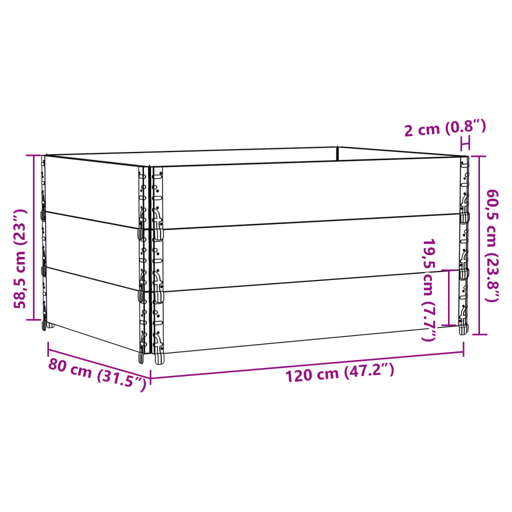 vidaXL Jardinera de madera maciza de pino 120x80 cm