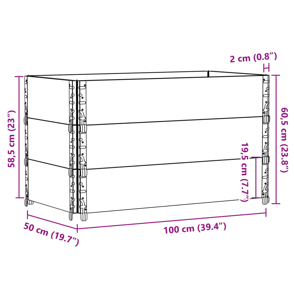 vidaXL Jardinera de madera maciza de pino 100x50 cm