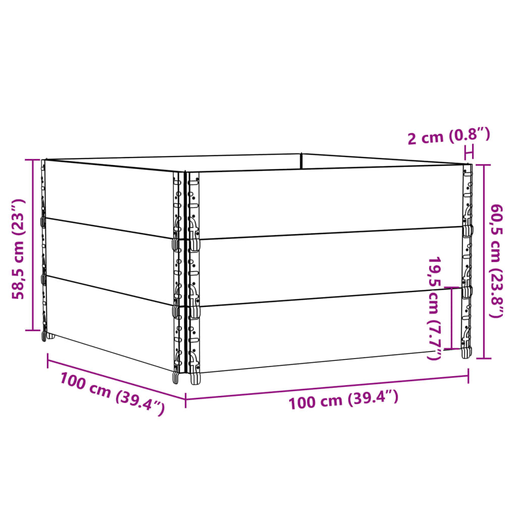 vidaXL Jardinera de madera maciza de pino 100x100 cm