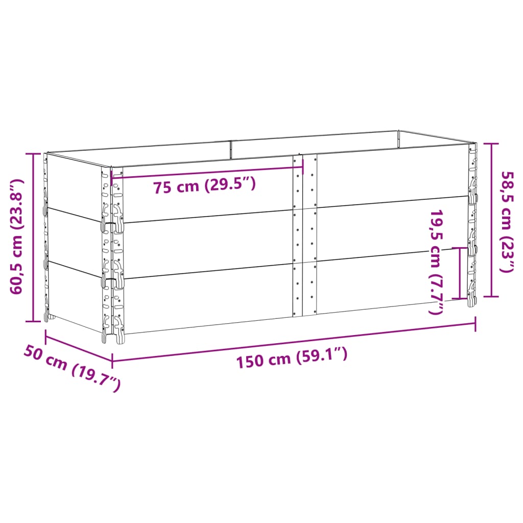 vidaXL Jardinera de madera maciza de pino 150x50 cm