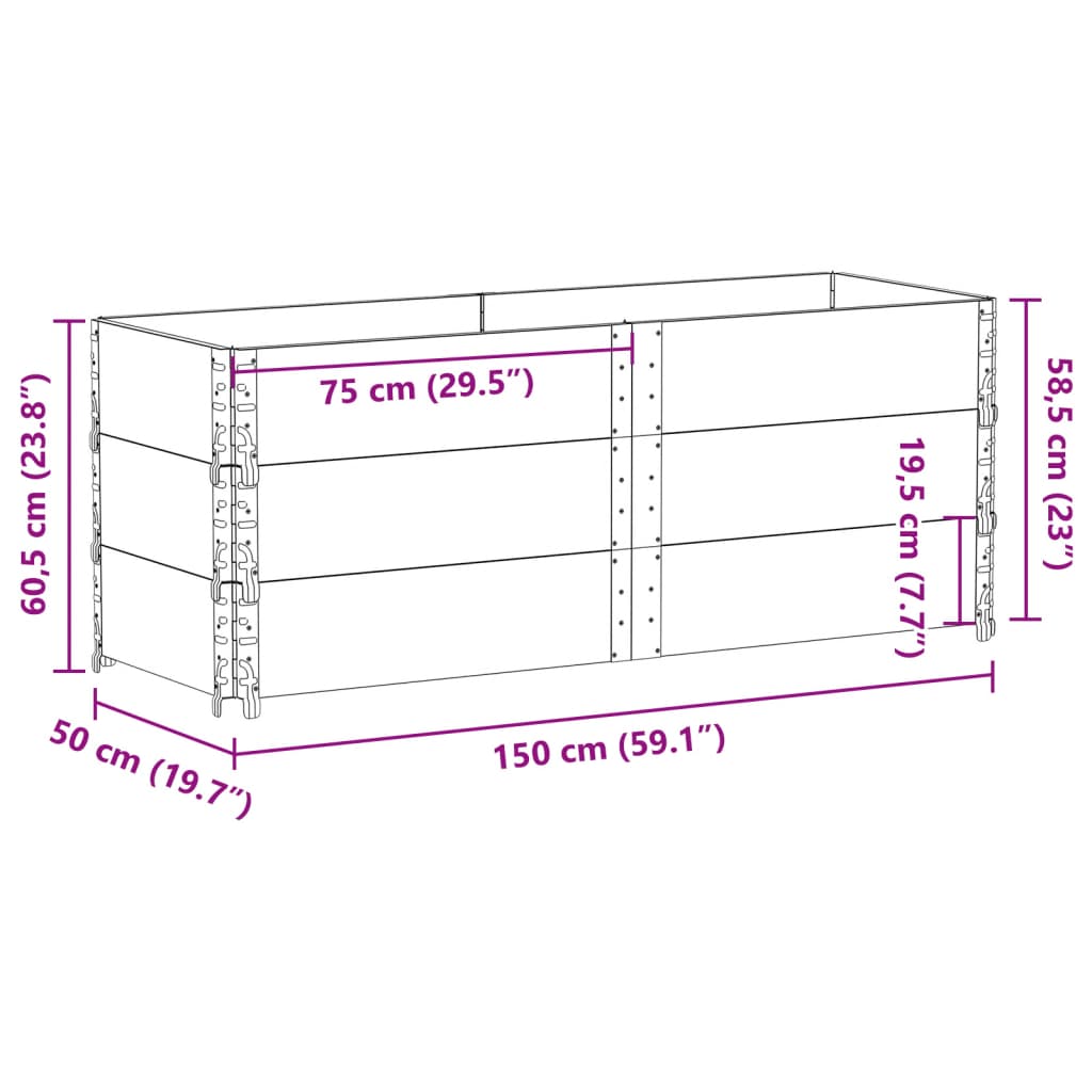 vidaXL Jardinera de madera maciza de pino negro 150x50 cm