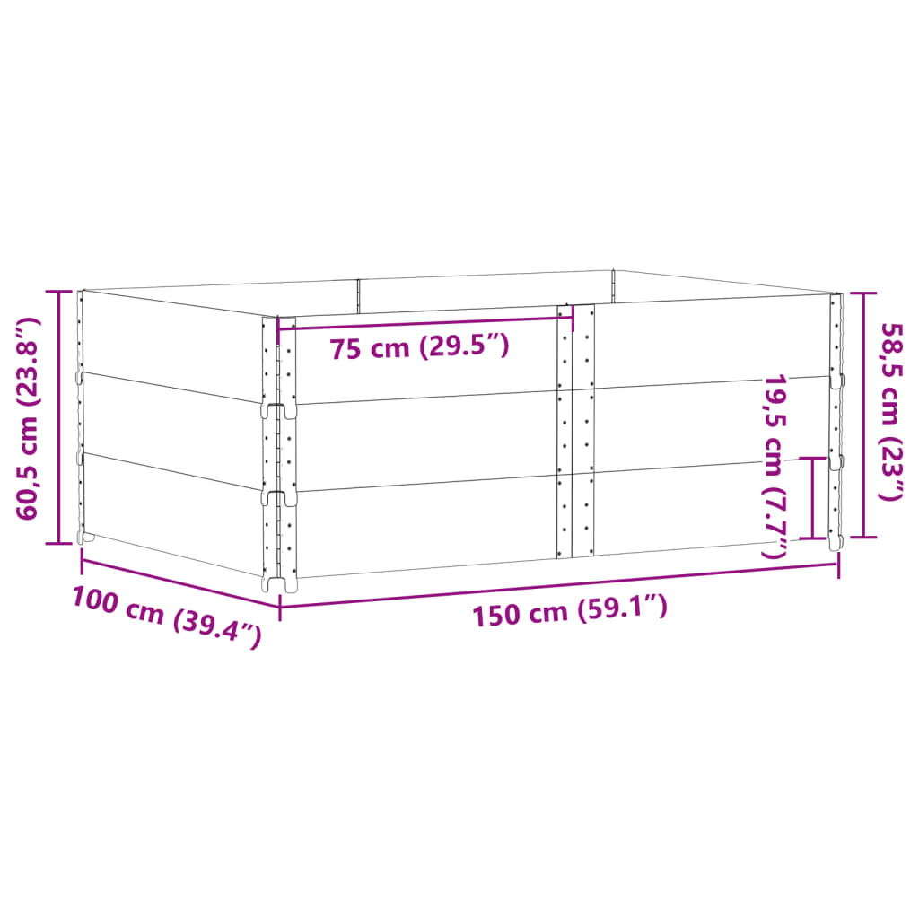 vidaXL Jardinera de madera maciza de pino 150x100 cm