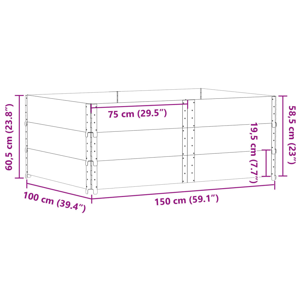 vidaXL Jardinera de madera maciza de pino negra 150x100 cm