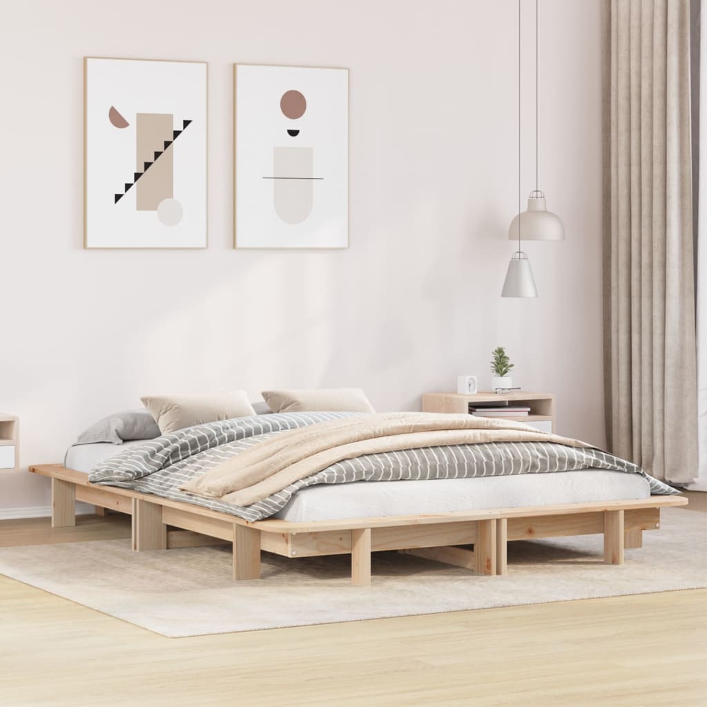 vidaXL Estructura de cama sin colchón madera de pino blanco 150x200 cm