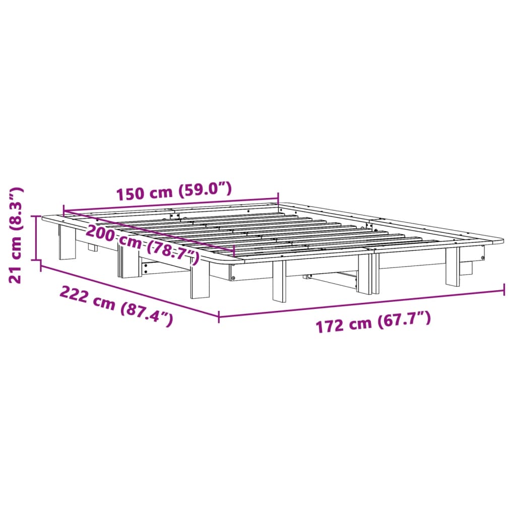 vidaXL Estructura de cama sin colchón madera de pino blanco 150x200 cm