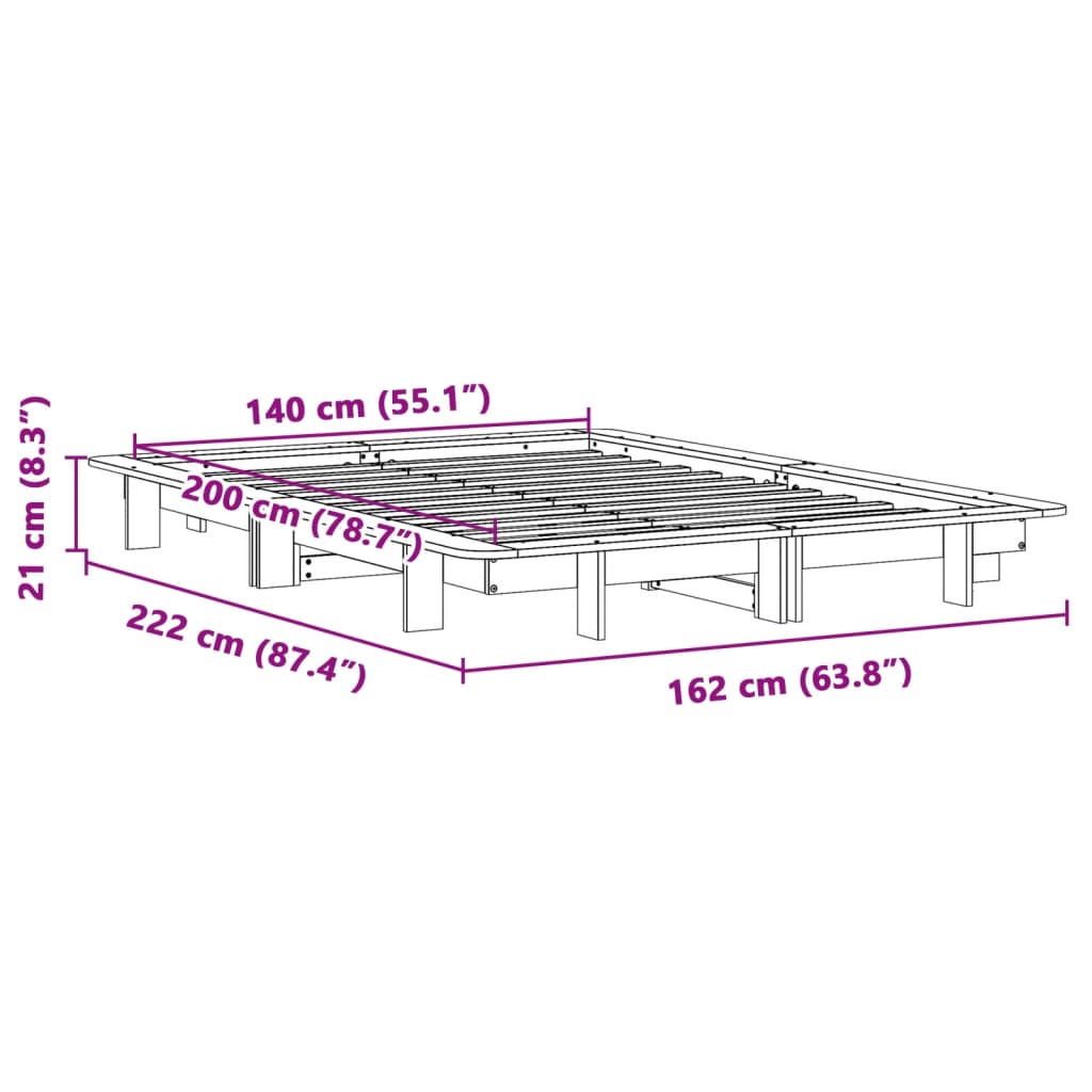 vidaXL Estructura de cama sin colchón madera de pino blanca 140x200 cm