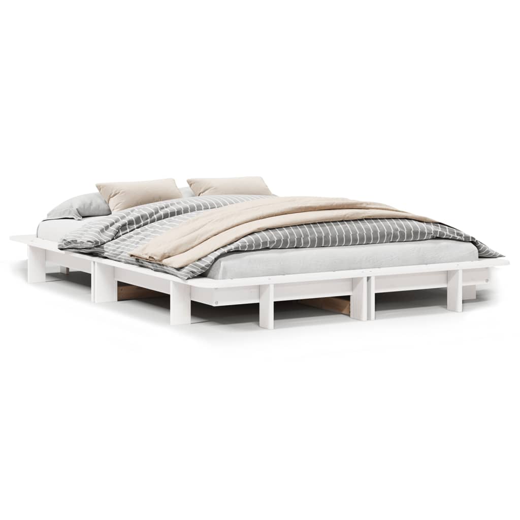 vidaXL Estructura de cama sin colchón madera de pino blanca 140x200 cm