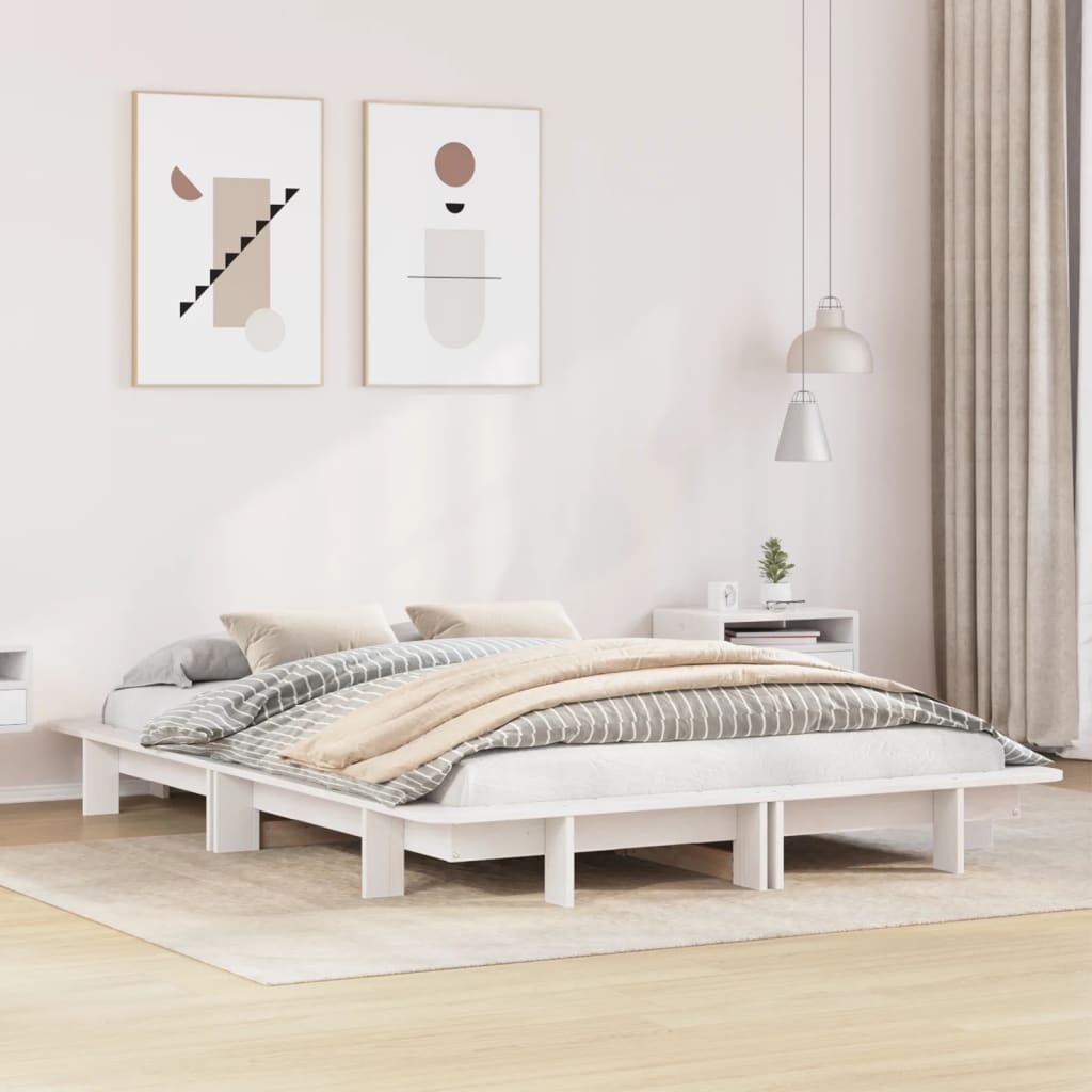 vidaXL Estructura de cama sin colchón madera de pino blanca 140x200 cm