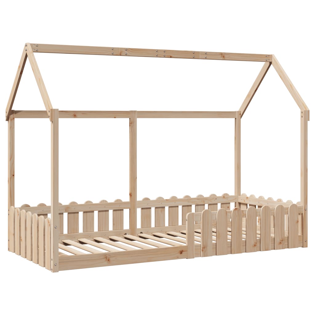 vidaXL Cama con forma de casa para niños madera maciza pino 90x200 cm