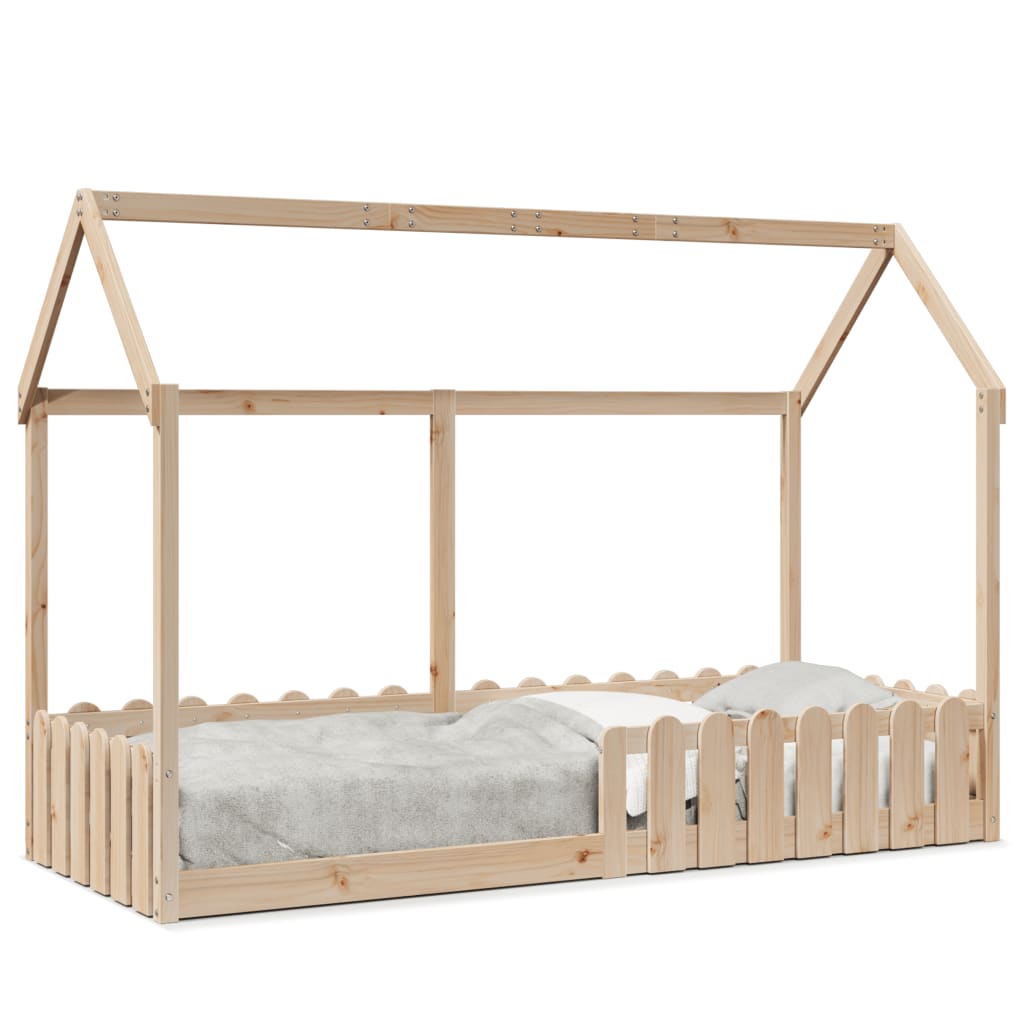 vidaXL Cama con forma de casa de niños madera maciza de pino 80x200 cm