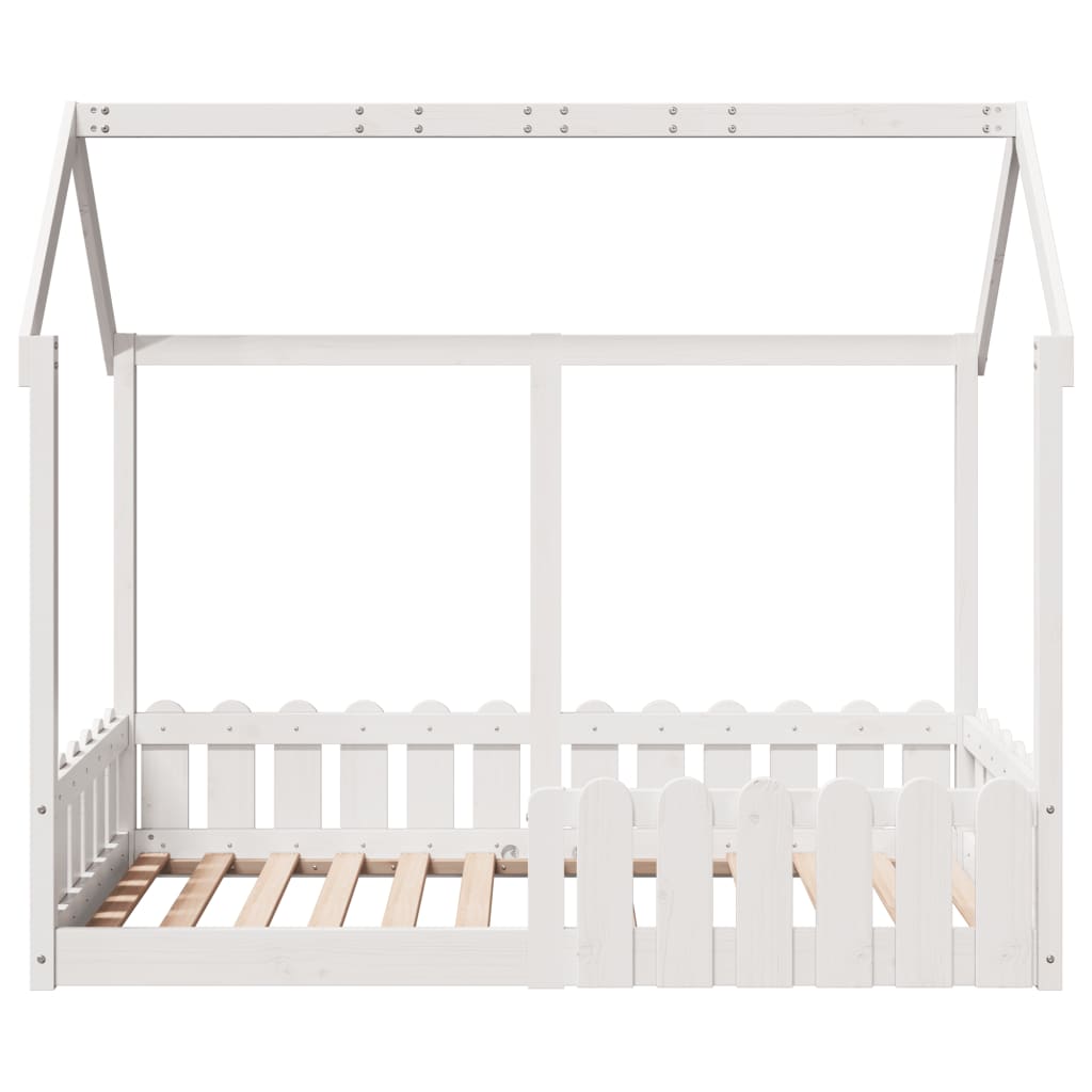 vidaXL Cama con forma de casa para niños madera maciza blanco 80x160cm