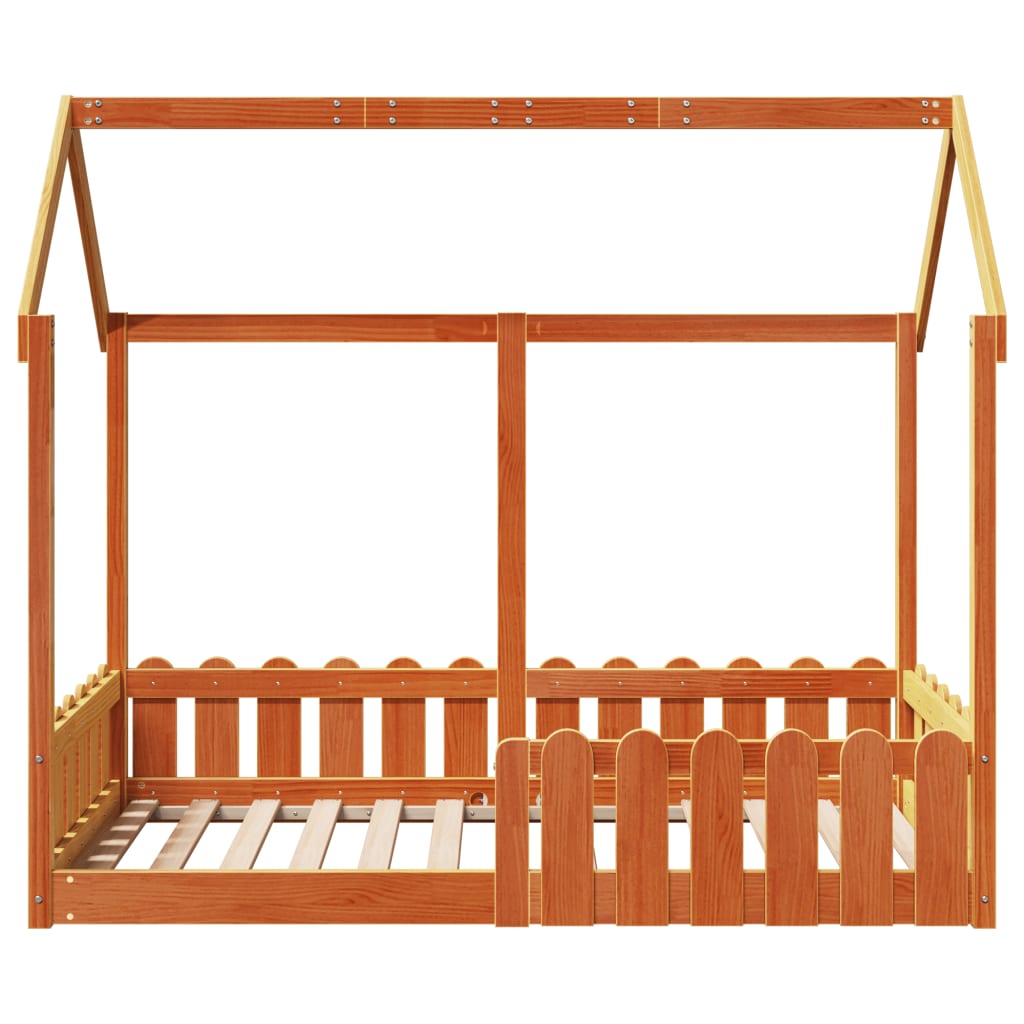 vidaXL Cama con forma de casa de niños madera maciza marrón 80x160 cm